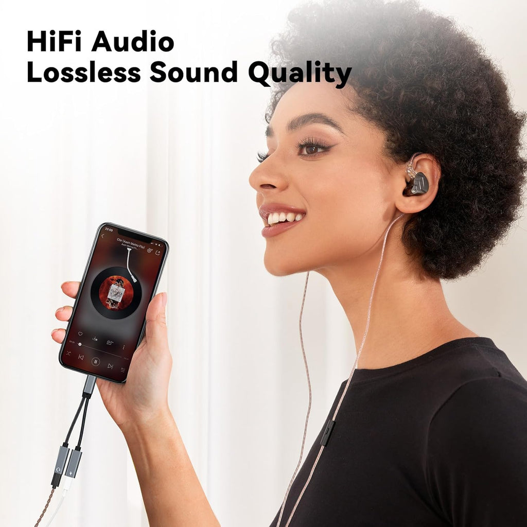 USB C Splitter,1 in 2 Out Dual USB C Type Headphone and Charger Audio Adapter,Hi-Fi Sound Quality Type C Headphone Adapter and Charging Dongle Cable Compatible with Phone 16/15 Pro Max(USB-USB,2Pack)