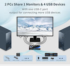 kvm Switch 1 Monitors 2 Computers 8K@60HZ，4K@120HZ，4 Port USB3.0（with 1 USB C,displayport kvm switches,dp kvm Switch 2 Computers 1 Monitor,Supports Multiple Operating Systems.