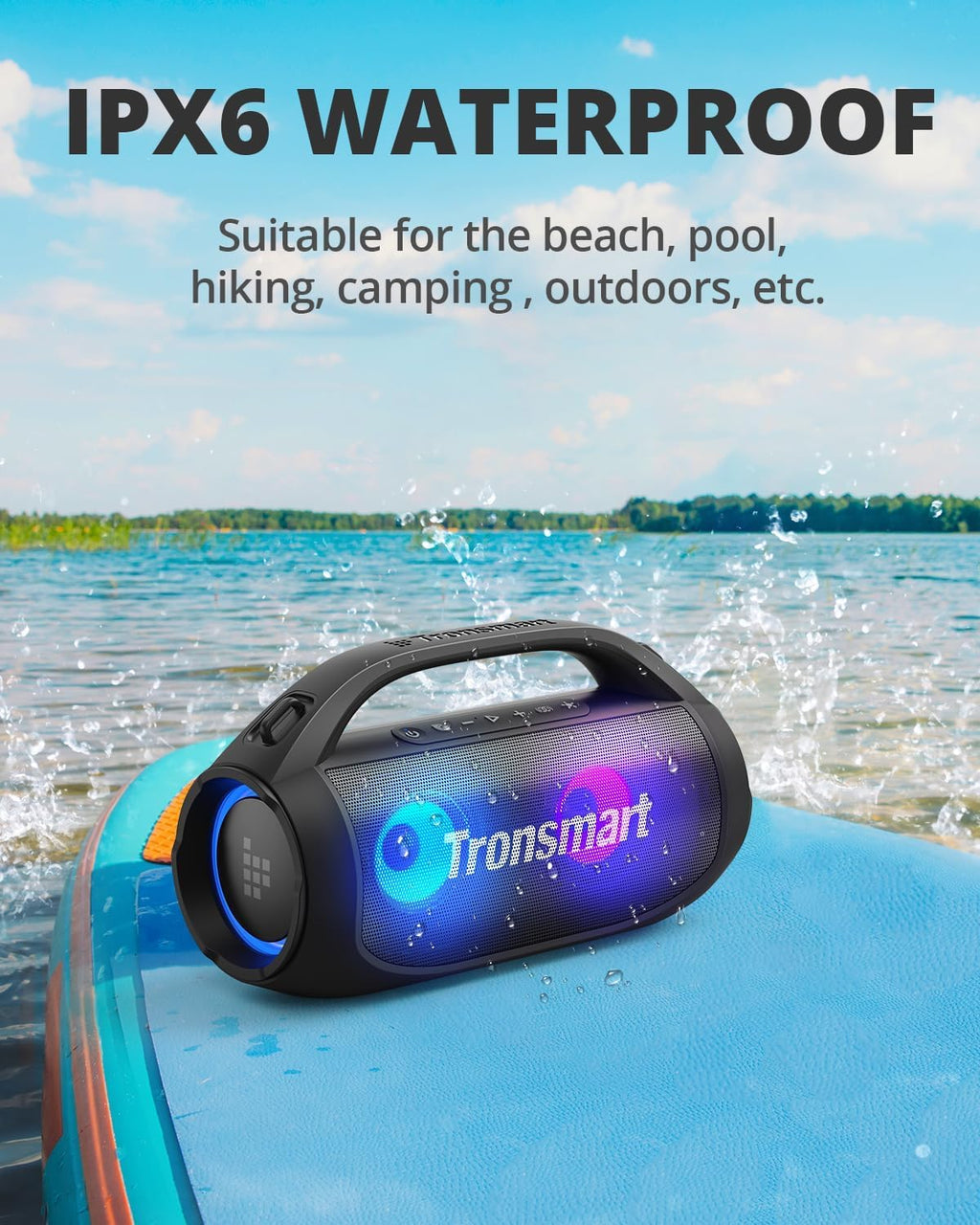 Tronsmart Bang SE Portable Bluetooth Speaker, Colorful LED and 40W Wireless Stereo to Infuse Your Party, Ultra Lightweight Portable Design and IPX6 Waterproof, Suitable for Party/Outdoor/Travel