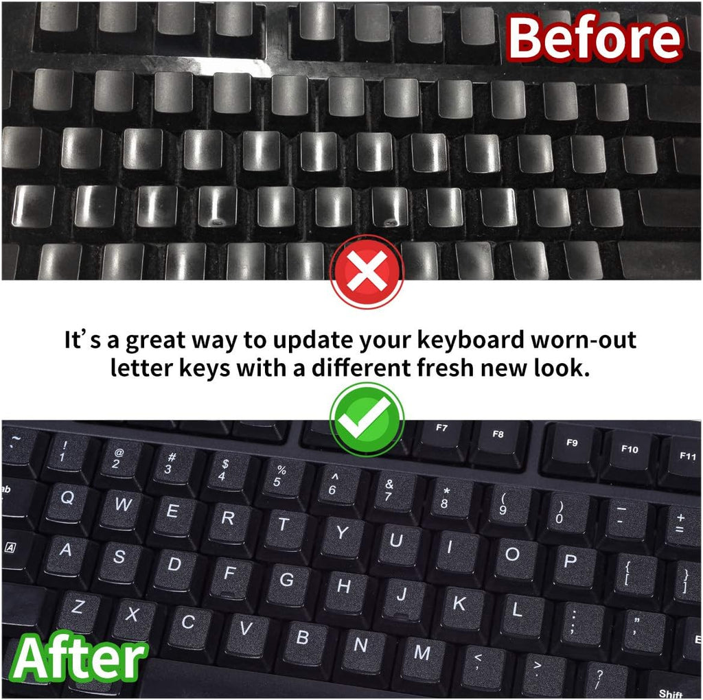 English Keyboard Stickers, 2 Pack Replacement Keyboard Letters Sticker with White Font on Black Background Universal for Computer Laptop Desktop, Matte Alphabet Stickers