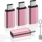 MoKo 4 Pack Lightning Female to USB C Male Adapter,USB-C Lightning Adapter for iPhone Air 17 16 15 Pro Max Plus, iPad Pro/Air, Galaxy,iPhone to USB C Adapter for Data Sync, NOT for Audio/OTG, Pink