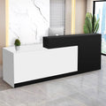 Reception Desk with Counter Modern Checkout Counter with Lockable Drawer Keyboard Tray Receptionist Desk for Office Salon Reception Table D Left 59inch/150cm