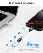 2 Pack 27W USB C to Lightning Cable Adapter, PD Fast Charging & Data Transfer, Type C Female to Lightning Male Charger Converter Cord for iPhone 14/13/12/11,iPad, Airpods,Not for Audio/Headphone/OTG