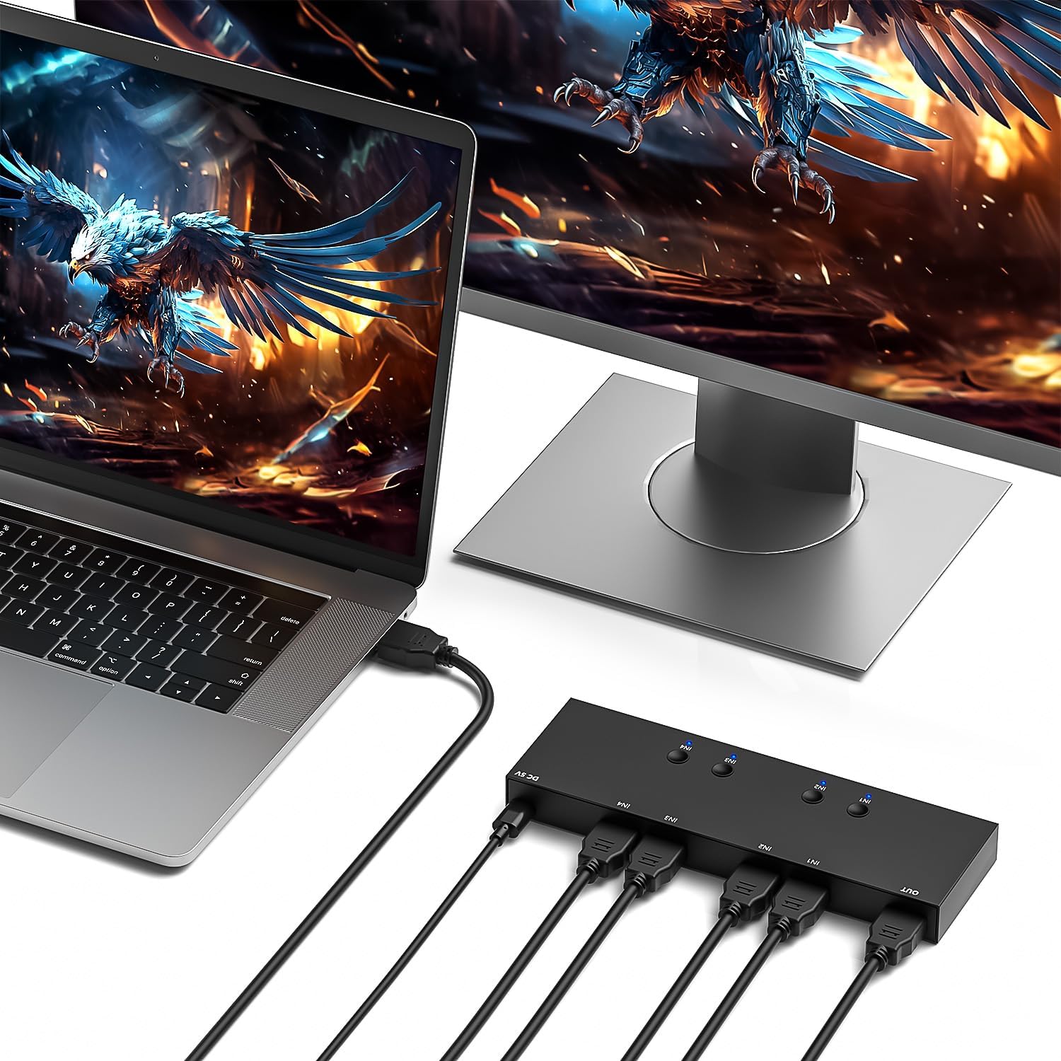 Y.D.F 4 Way HDMI Switch 4k@60Hz HDMI Switcher 4 in 1 Out HDCP 2.0 Manual HDMI 2.0 Hub Supports 3D Compatible with Nintendo Switch/Switch OLED/Xbox/ PS5/4/3 Blu-Ray Player Fire Stick Roku Apple TV