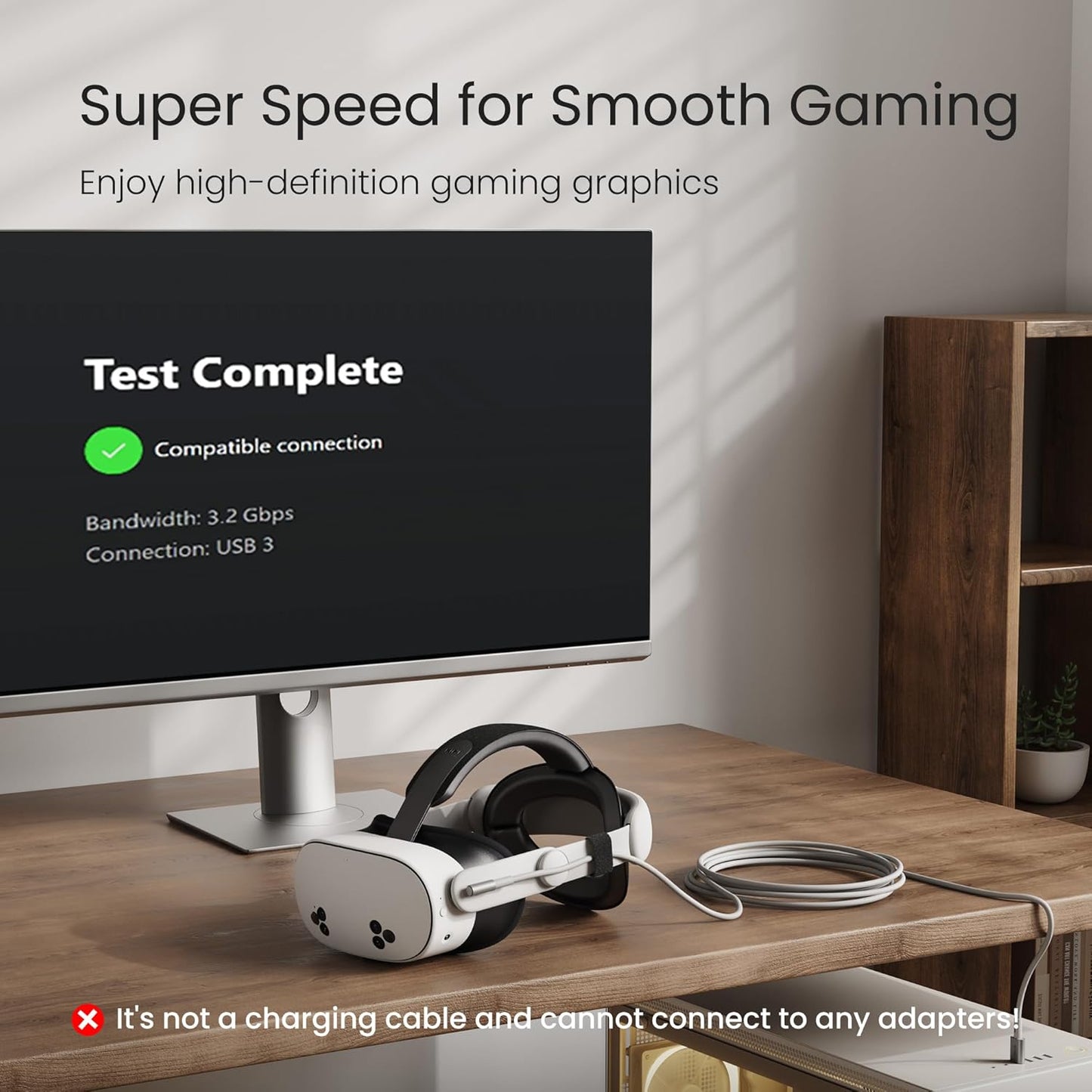 KIWI design 20FT Link Cable Compatible with Oculus/Meta Quest 3S Accessories, and Quest 3/2/Pro/Pico 4, USB3.0 Link Cable with 5Gbps Super Speed