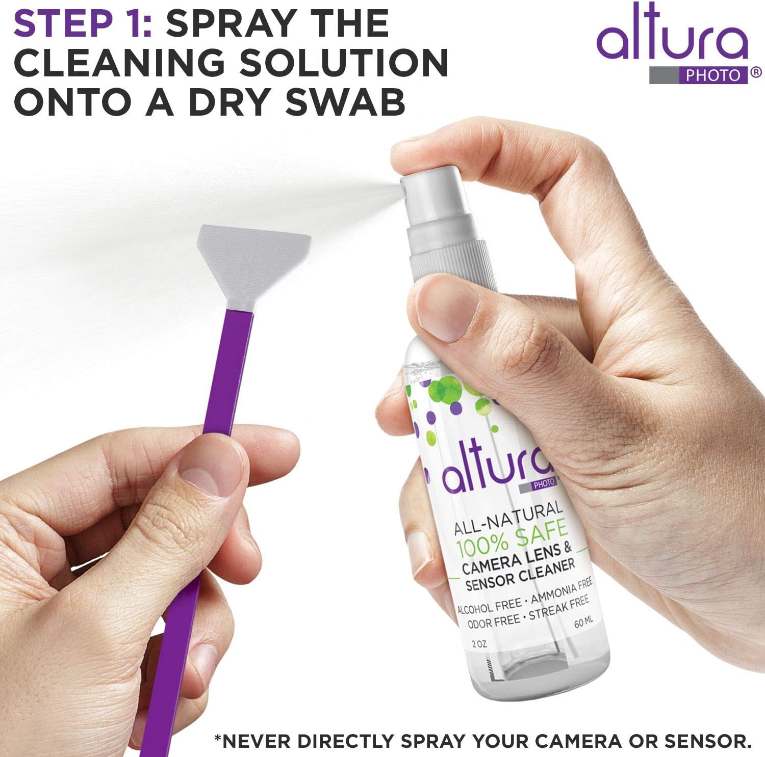 Altura Photo Professional Camera Cleaning Kit for Full Frame DSLR & Mirrorless Cameras - Lens and Sensor Cleaner - Includes Case, Spray, Swabs, Blower, Brush, Tissue Paper