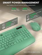 Wireless Keyboard and Mouse Combo - Full-Sized Ergonomic Keyboards with Wrist Rest, Phone Holder, Sleep Mode, Silent 2.4GHz Cordless Combo for Computer, Laptop, PC, Mac, Windows -Trueque