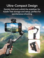 Gimbal Stabilizer for iPhone with AI Vision Sensor for Face Tracking, 3-Axis Phone Gimbal w/OLED Display for Vlog Recording, Compatible with iPhone/Android-Smart XPro AI Black