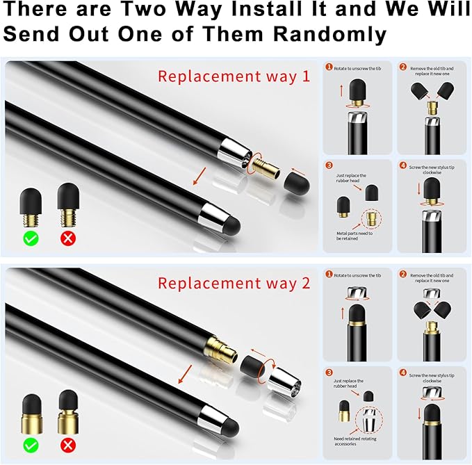 10 PCS Stylus,Stylus Pen for Touchscreen,Stylus 2-in-1 High Sensitivity & Precision Suitable for All Touch Screens of iPhone/ipad/Android Tablets(10 Stylus Pen Rose Gold/Black + 20 Tips)