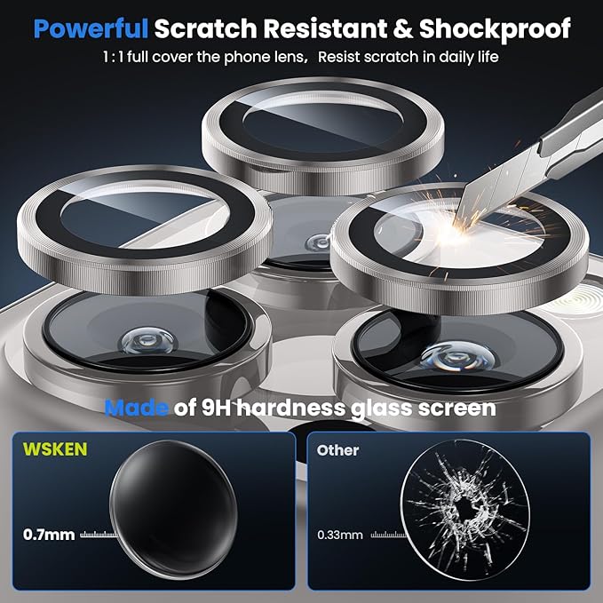 WSKEN for iPhone 16 Pro/iPhone 16 Pro Max Camera Lens Protector - [Original Shooting Model] Shatterproof Ultra HD Tempered Metal Glass Camera Screen Protector Cover Film Accessories
