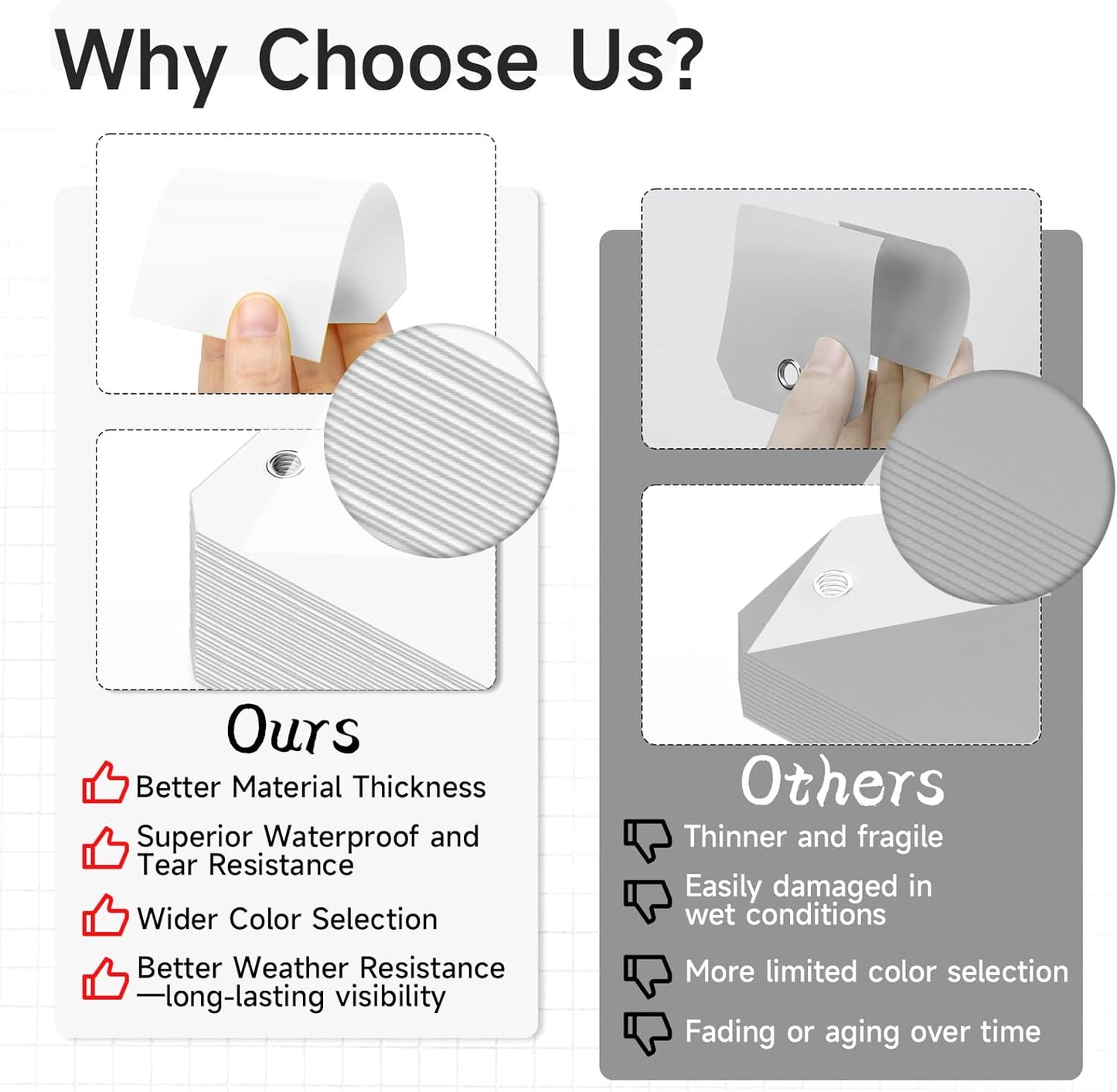 100 White Tags with String - Large Plastic Tags with Reinforced Hole for Price Machines Parts Luggage Garage Inventory (4 3/4" x 2 3/8")