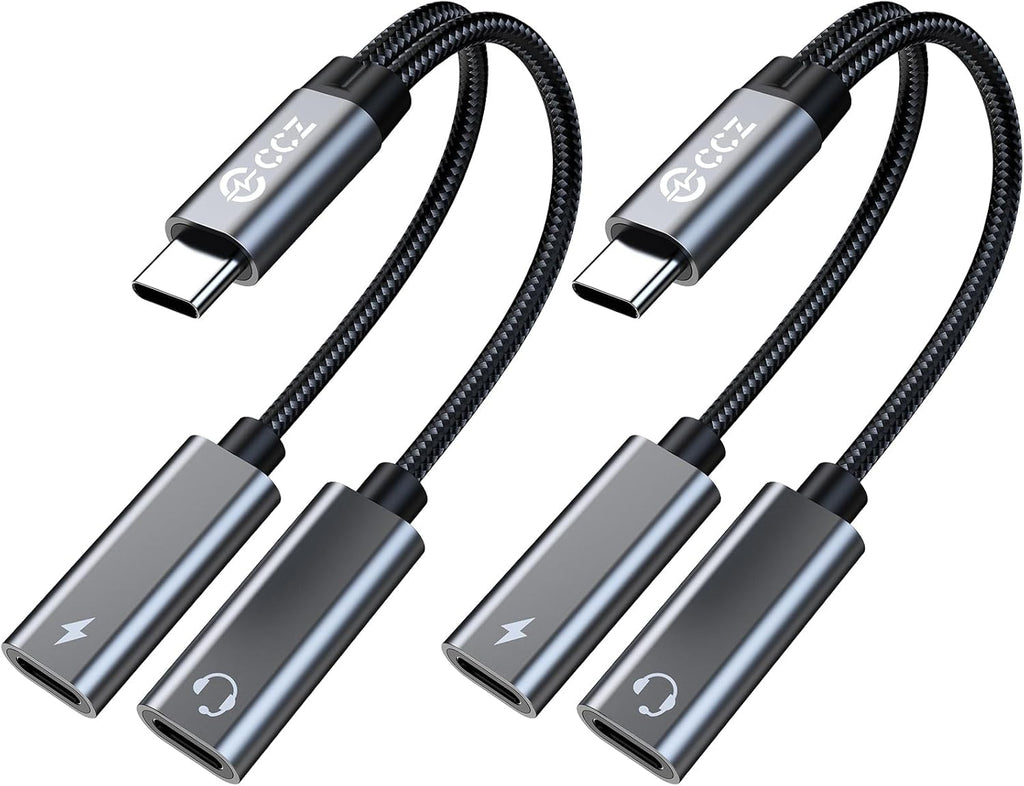 USB C Splitter,1 in 2 Out Dual USB C Type Headphone and Charger Audio Adapter,Hi-Fi Sound Quality Type C Headphone Adapter and Charging Dongle Cable Compatible with Phone 16/15 Pro Max(USB-USB,2Pack)