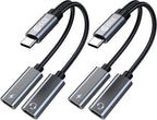 USB C Splitter,1 in 2 Out Dual USB C Type Headphone and Charger Audio Adapter,Hi-Fi Sound Quality Type C Headphone Adapter and Charging Dongle Cable Compatible with Phone 16/15 Pro Max(USB-USB,2Pack)