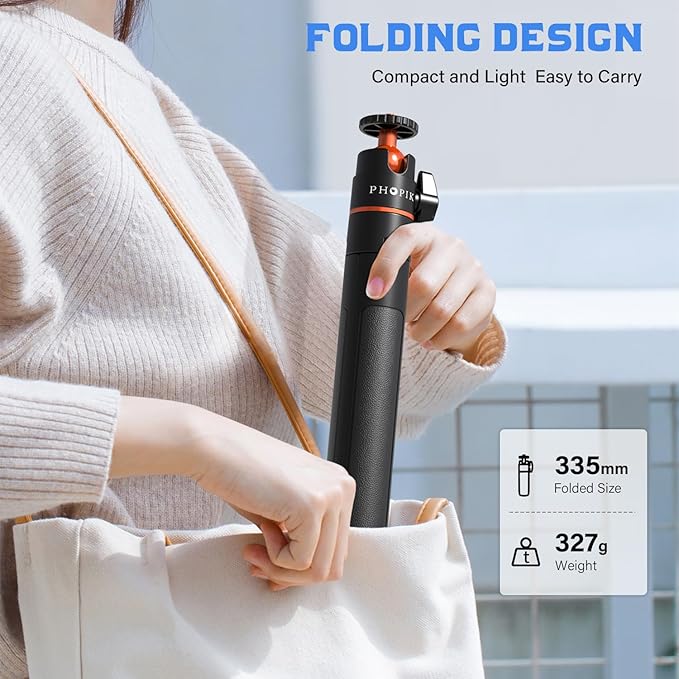 PHOPIK 55" Magnetic Selfie Stick Phone Tripod, Extendable Magnetic Cell Phone Tripod Stand Compatible with iPhone/Android/Sport Camera&Insta 360 x5, Perfect for Video Recording/Selfies/Live Stream