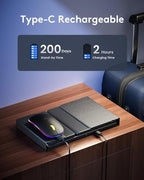 Samsers Foldable Keyboard and Mouse, Folding Bluetooth Keyboard Mouse Combo with Backlight, 2.4G + BT5.0 x 2, Full-Size Travel Keyboard & Portable Wireless Mouse for Windows/Android/iOS/Mac OS, Black