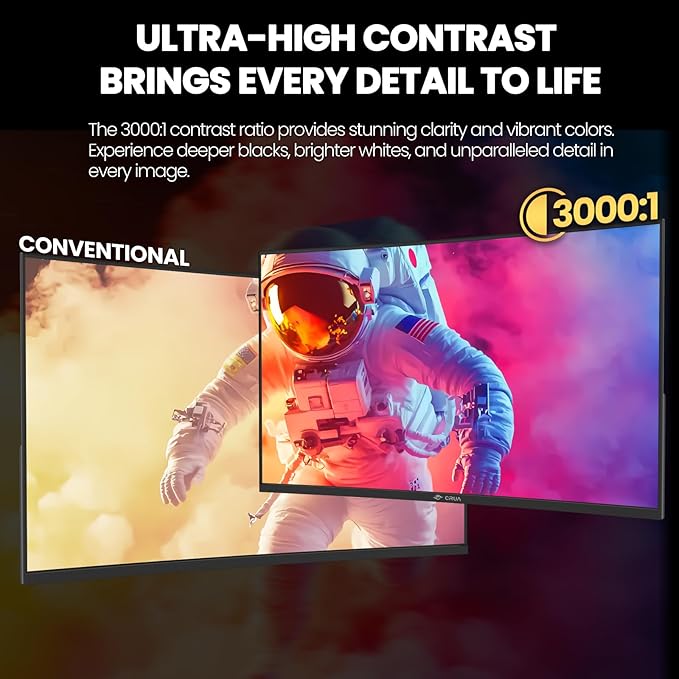 CRUA 32" Curved Gaming Monitor, 2K QHD 2560x1440P, 144Hz/165Hz Computer Monitors, 120% sRGB, FreeSync, Low Blue Light, 1800R VA Screen, HDMI 1.4/DP 1.2, Wall Mountable - Black