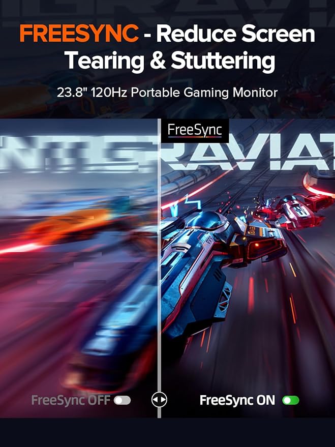 UPERFECT 24" 120Hz Portable Monitor 1080P 100% sRGB with Built-in Stand & VESA, HDMI USB-C FHD Travel Monitor for Laptop/MacBook/SteamDeck/Phone/Mini PC, External Second Screen for Gaming & Work