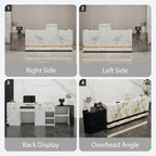 Front Desk Reception Counter - Lockable Storage & Keyboard Tray | Reception Desk with Counter, Customizable Large Counter Table (Grey+White, 68'')