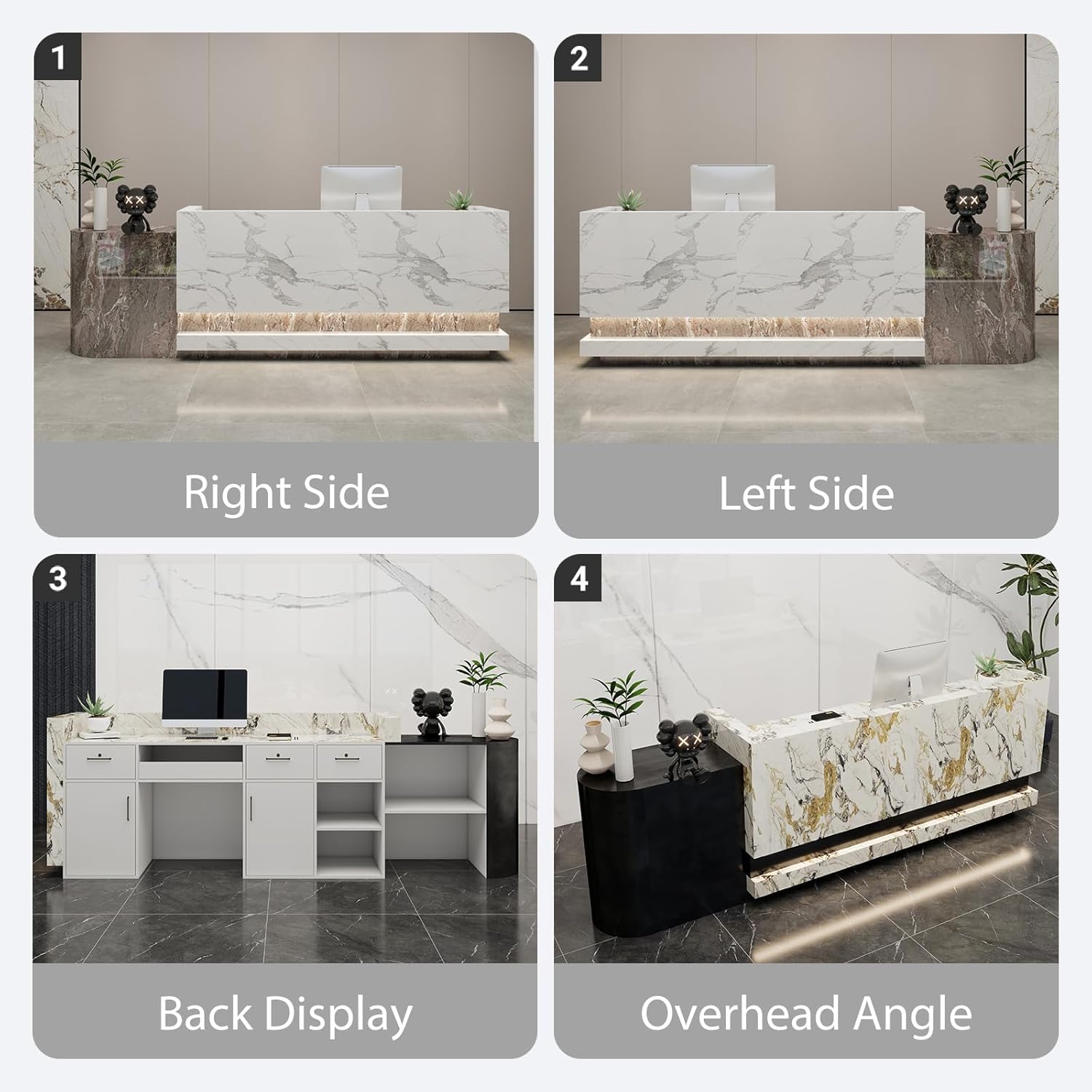 Front Desk Reception Counter - Lockable Storage & Keyboard Tray | Reception Desk with Counter, Customizable Large Counter Table (Black+White, 80'')