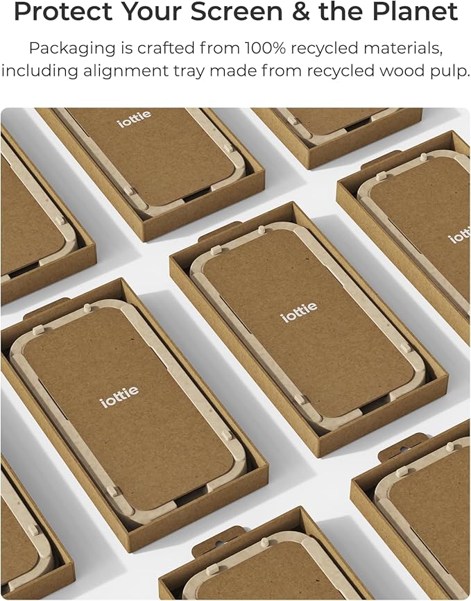 iOttie Terra iPhone 16 Tempered Glass Screen Protector Military Grade 9H Hardness Shatterproof Scratch Resistant, Edge to Edge Protection Easy Bubble Free Install, 2 Pack