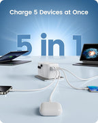 LENCENT 100W International Travel Adapter, Universal Travel Adapter with 2 QC USB-A & 2 PD3.0 Type C Power Adapter, Fast Charging for Phone,Laptops, All-in-One Outlet Adapter for USA/UK/EU/AUS, White