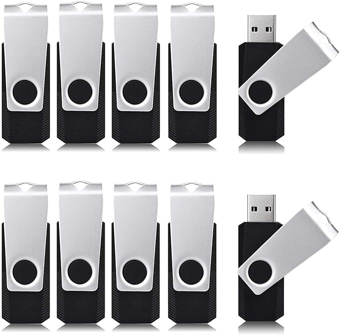 Aiibe 8GB Flash Drive 10 Pack 8GB USB Flash Drives Thumb Drive Bulk USB 2.0 Memory Stick USB Drive, Black
