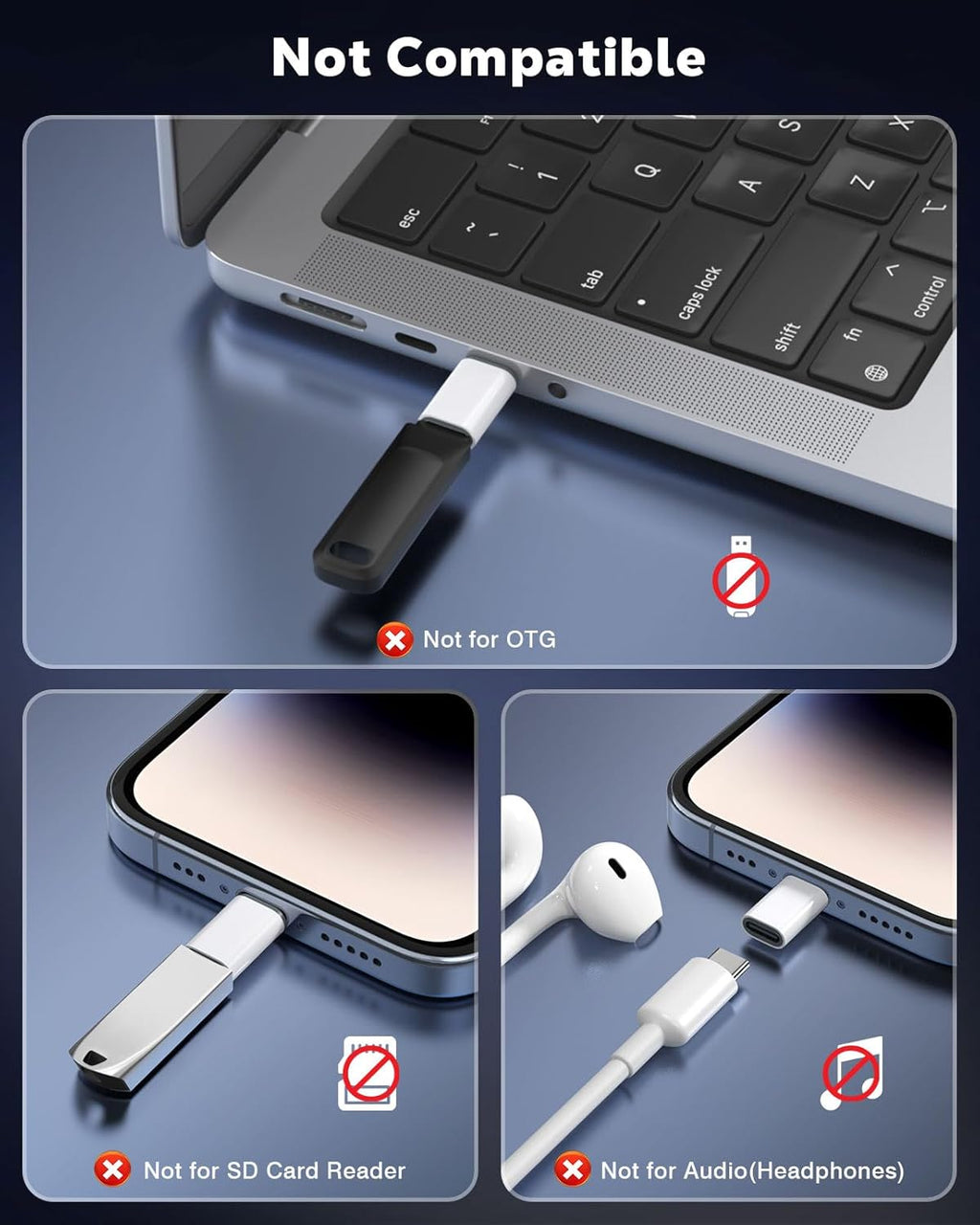 MoKo USB C to Lightning Adapter 4 Pack, Not for Audio/OTG, Lightning Male to USB C Female Adapter for iPhone 14/13/12/11/X Series, iPad/AirPods, Charging & Data Sync, with Anti-Lost Loop, White