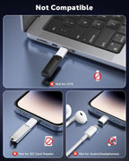 MoKo USB C to Lightning Adapter 4 Pack, Not for Audio/OTG, Lightning Male to USB C Female Adapter for iPhone 14/13/12/11/X Series, iPad/AirPods, Charging & Data Sync, with Anti-Lost Loop, White