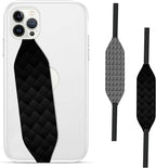 Phone Grip Strap - Reversible Finger Holder for Phone Back, Customizable Anti-Slip Design, Wireless Charging Compatible Detachable Holder for iPhone - Knurled Black