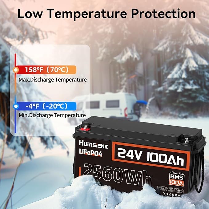 24V Lithium Battery 100Ah LiFePO4 Batterys 2 PCS, Built-in 100A BMS with Low-Temp, 15000+ Deep Cycles, 2560Wh Lithium Iron Phosphate Battery, for RV Solar Energy Off Grid Trolling Motor
