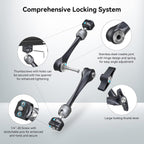 SMALLRIG Rosette Magic Arm 11 Inch with Ball Head, 1/4"-20 Screws, and Anti-Twist Pins, for Cameras/iPads/Monitors/LED Lights/Smartphones/Action Cameras, Max Load Capacity 3kg