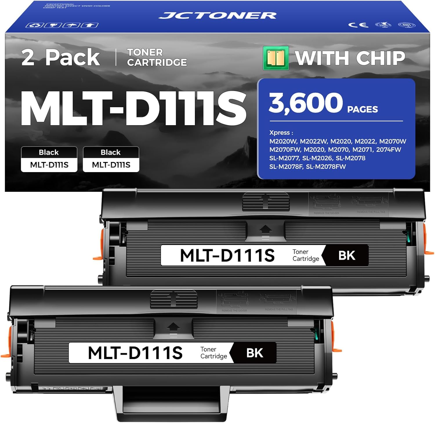 MLT-D111S Toner Cartridge High Yield Black 2-Pack Compatible for Samsung MLT-D111S 111S MLT111S D111S for Samsung Xpress M2020W M2070FW M2070W M2020 M2024W M2074FW M2070F M2022 M2026 M2070 Printer Ink