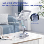 GuaziV 360° Rotating Tablet Stand - Adjustable iPad Tablet Holder for Desk, Foldable iPad Swivel Stand for Home & Office (Sleek Silver)