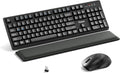 Wireless Keyboard and Mouse Combo with Wrist Rest, 2.4G Full-Sized Keyboard and Mouse Cordless, 3 DPI Adjustable Silent Mouse, Dual-System Keyboard for Computer/Laptop/Windows/Mac(Black)