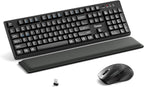Wireless Keyboard and Mouse Combo with Wrist Rest, 2.4G Full-Sized Keyboard and Mouse Cordless, 3 DPI Adjustable Silent Mouse, Dual-System Keyboard for Computer/Laptop/Windows/Mac(Black)