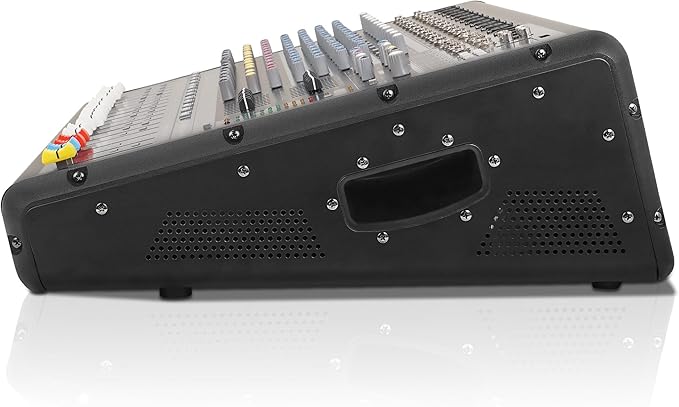 Sound Town 14-Channel 2x800W Powered Mixer w/ 2 Bus, DSP effects, USB, MP3, Dual 7-band EQ, Phantom Power (TRITON-142PW)