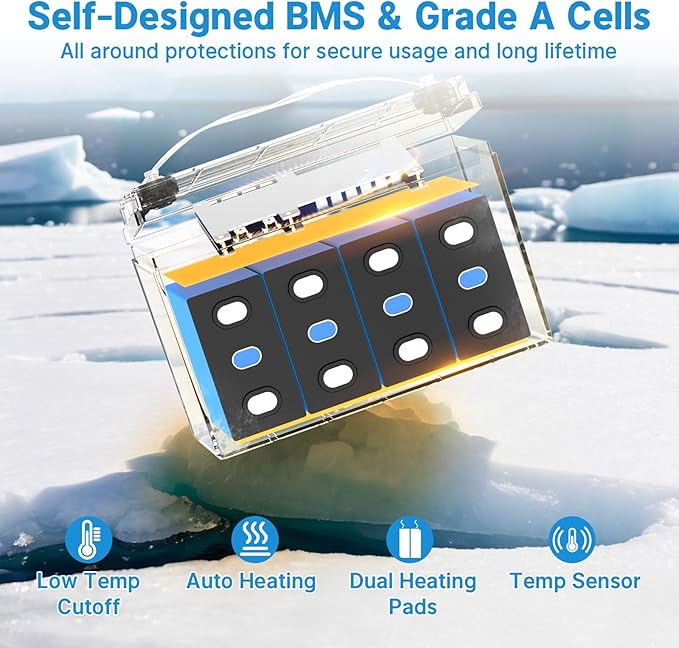 Redodo 12V 100Ah LiFePO4 Battery with Self-Heating, Built-in 100A BMS, Supports Low Temperature Charging(-4℉) Group 31 Lithium Battery, 4000+ Deep Cycles, Perfect for RV, Solar, Off-Grid in Cold Areas