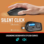 Trueque Wireless Keyboard and Mouse Combo - Full-Size Quiet Keyboard with Palm Rest, Phone Holder, Multimedia Keys, Power Switch, Compatible with Windows, Chrome OS, PC, Laptop (Batteries Included)