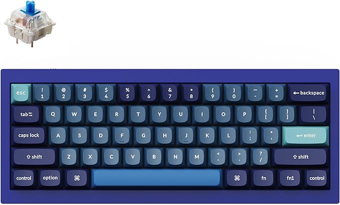 Keychron Q4 Wired Custom Mechanical Keyboard, 60% Layout QMK/VIA Programmable Macro with Hot-swappable Gateron G Pro Blue Switch Double Gasket Compatible with Mac Windows Linux(Navy Blue)