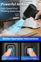 Instant Dust Removal – Electric Air Duster 130000 RPM, 40 mm Motor, 10000 mAh Battery & 30 W Fast Charge, TFT Screen, 300-Speed Control, Rechargeable Compressed Air Blower for PC & Electronics