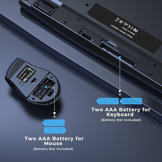 Ergonomic Keyboard and Mouse Combo - Full Size Keyboard Cordless with Palm Wrist Rest Ergonomic Mouse Wireless for Windows Computers Laptops - Black (Upgrade)
