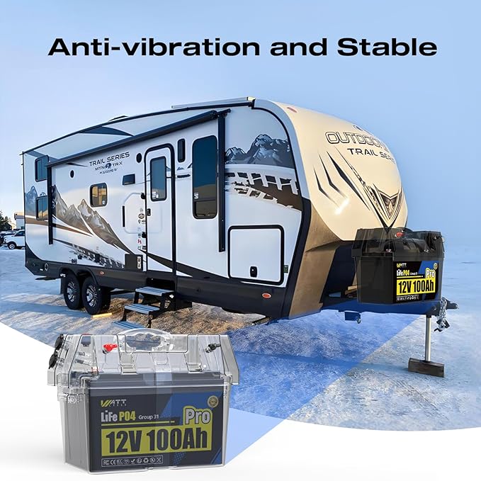 12V 100Ah LiFePO4 Lithium Battery, BCI Group 31,Deep Cycle Up to 15000 Cycles, 110A BMS, Low Temperature Protection, 10 Years Lifespan, Perfect for RV/Home Energy Storage