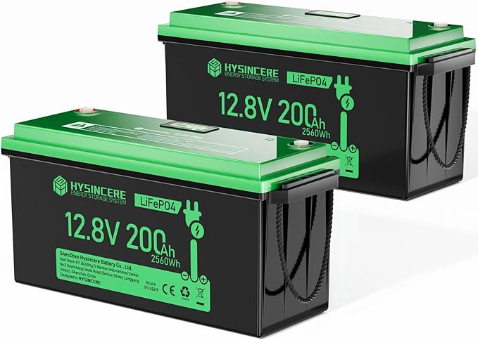 12V 200Ah LiFePO4 Lithium Battery Built-in 200A BMS, Max.2560Wh Energy, 10 Years Lifetime 15000+ Cycles, Perfect for RV Solar Energy Storage Marine Trolling Motor -2 Packs