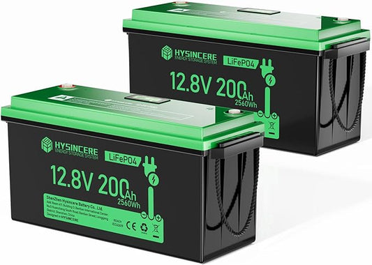 12V 200Ah LiFePO4 Lithium Battery Built-in 200A BMS, Max.2560Wh Energy, 10 Years Lifetime 15000+ Cycles, Perfect for RV Solar Energy Storage Marine Trolling Motor -2 Packs