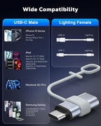 MoKo 4 Pack Lightning Female to USB C Male Adapter,USB-C Lightning Adapter for iPhone 15/16 Pro/16 Pro Max/Plus,Galaxy S24,iPad,iPhone to USB C Adapter for Charging/Data Sync, NOT for Audio/OTG, Gray