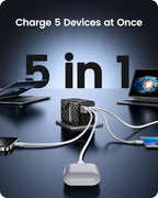 LENCENT 120W Universal Travel Adapter, GaN International Travel Adapter with 3 USB-C 1 USB-A Ports, Worldwide Fast Charger for Cameras Phones, All in One Power Converter for USA EU UK AUS Black