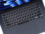 Arabic Keyboard Cover Skin Compatible with Apple 2025 2024 2023 2022 MacBook Air Laptop with M4 M3 M2 chip 15.3 inch A3241 A3114 A2941/MacBook Air 13.6 inch A2681 A3113 A3240 Keyboard Protector-Black