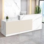 Reception Desk with Counter Modern Checkout Counter with Lockable Drawer Keyboard Tray Receptionist Desk for Office Salon Reception Table N Left 47inch/120cm