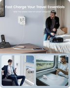 LENCENT 120W International Travel Adapter, Universal Travel Adapter with 1 QC USB-A & 3 PD3.0 Type C Power Adapter, Fast Charging for Phone,Laptops, All-in-One Outlet Adapter for USA/UK/EU/AUS, White