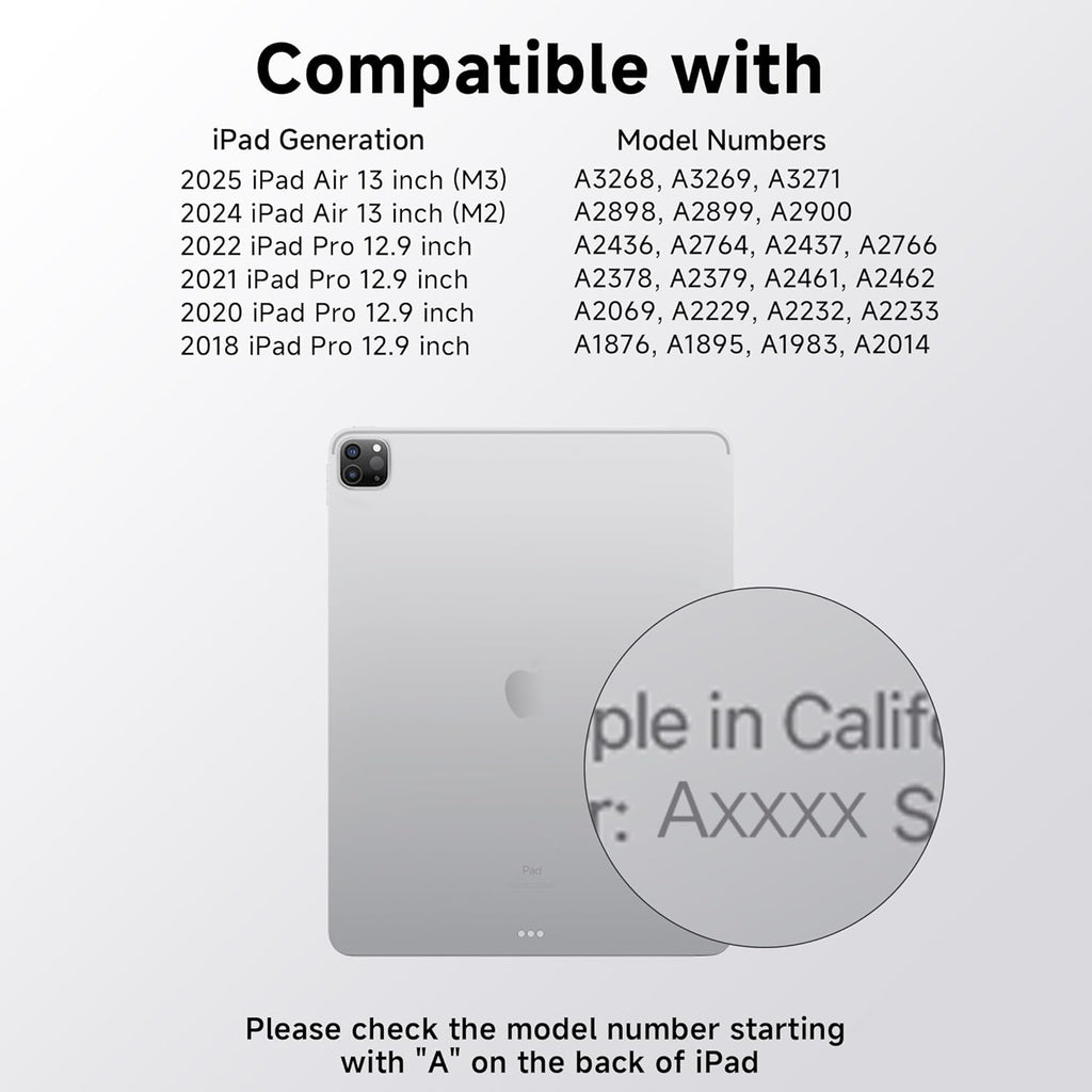 Keyboard Case for 12.9 inch iPad Pro 6/5/4/3rd Gen & 13 inch iPad Air (2025 M3, 2024 M2) Wireless Keyboard with Trackpad 7 Color Backlit, Transparent Protective Cover with Pencil Holder (Cyan)